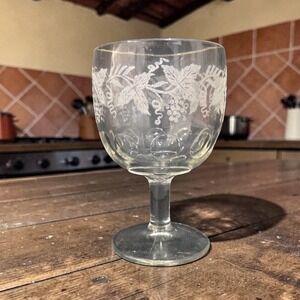 Bartlett Collins Etched Grapes Goblet, Vintage Thumbprint Design, Replacement‎